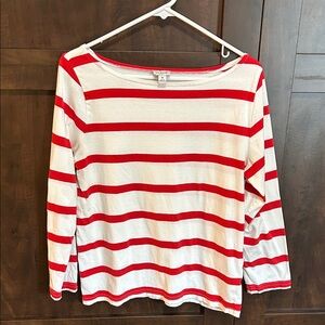 J. Crew Factory Red and White Striped Blouse